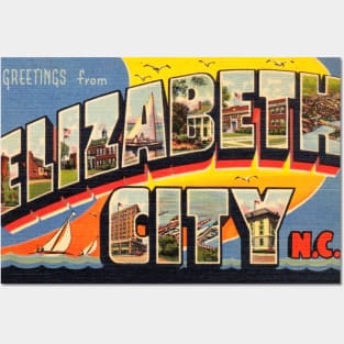 Greetings from Elizabeth City, North Carolina - Vintage Large Letter Postcard Posters and Art